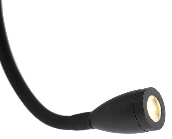 Moderná nástenná lampa čierna s USB a flexibilným ramenom - Flero