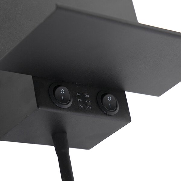 Moderná nástenná lampa čierna s USB a flexibilným ramenom - Flero