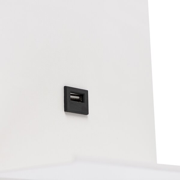 Moderná nástenná lampa biela s USB a flexibilným ramenom - Flero