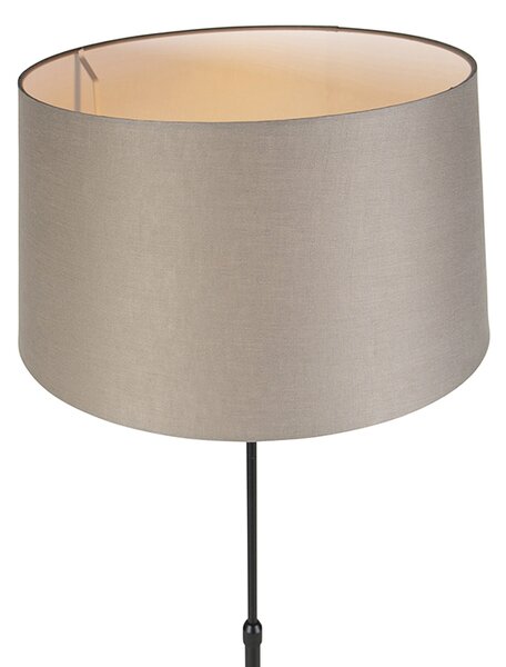 Stojacia lampa čierna s tienidlom z ľanového plátna taupe 45 cm nastaviteľná - Parte