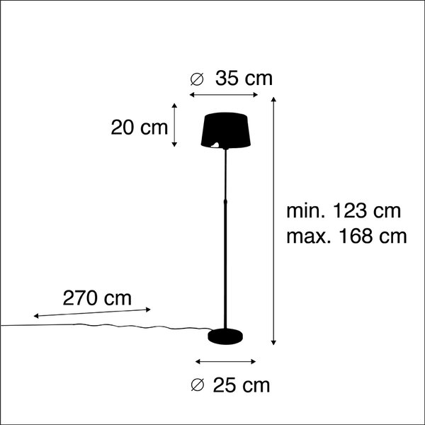 Stojaca lampa čierna s čiernym tienidlom 35 cm nastaviteľná - Parte