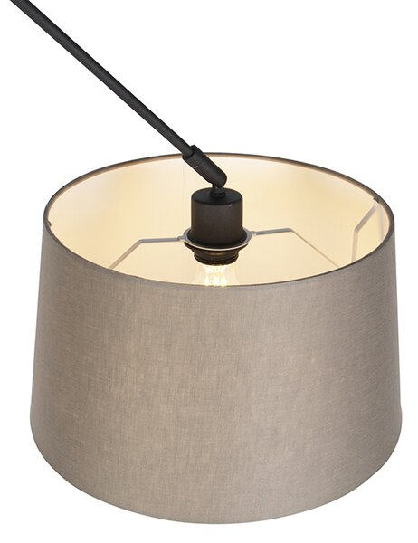 Závesné svietidlo čierne s tienidlom z ľanu taupe 35 cm - Blitz