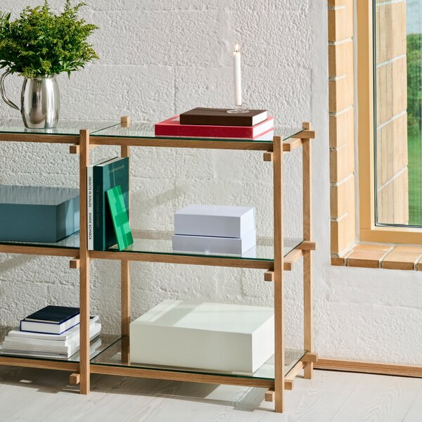 Policový systém Woody Column High, Oak / Almond White – HAY