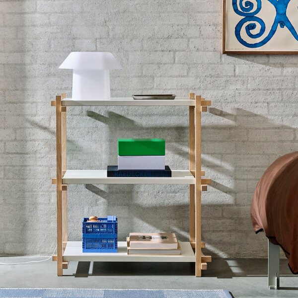 Policový systém Woody Column High, Oak / Almond White – HAY