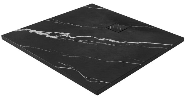 Rea Magnum Carrara, SMC sprchová vanička 90x90, čierna-kamenný vzor, REA-K7008
