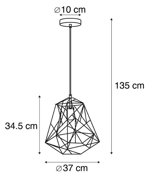 Inteligentné priemyselné závesné svietidlo čierne vrátane WiFi ST64 - Framework Basic