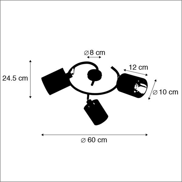 Inteligentné moderné stropné svietidlo čierne vrátane 3 WiFi B35 - Lofty
