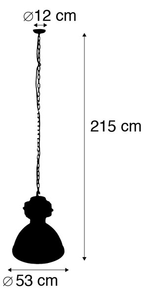 Inteligentné priemyselné závesné svietidlo čierne 53 cm vrátane A60 Wifi - Sicko