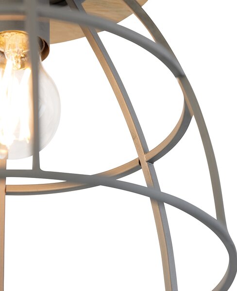 Inteligentné stropné svietidlo tmavosivé s drevom vrátane WiFi E27 - Arthur