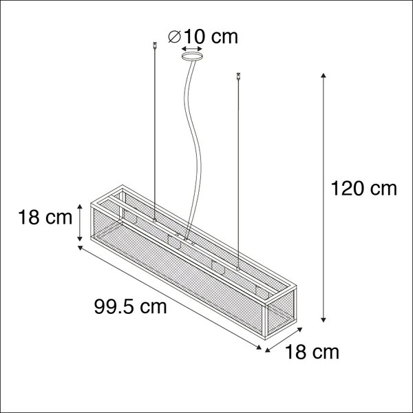 Inteligentné priemyselné závesné svietidlo čierne vrátane 4 WiFi A60 - Cage Wire