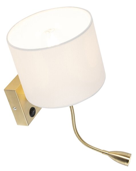 Art Deco nástenná lampa zlatá s bielym tienidlom - Brescia