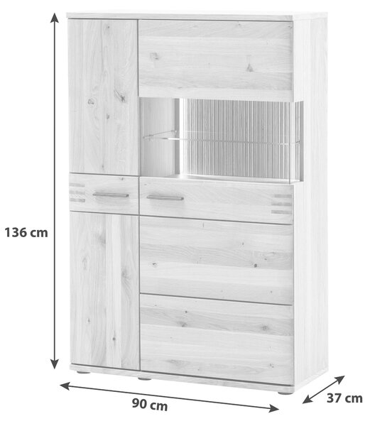 VYSOKÁ KOMODA, trámový dub, farba duba, 90/136/37 cm Livetastic - Online Only drobný nábytok, Online Only