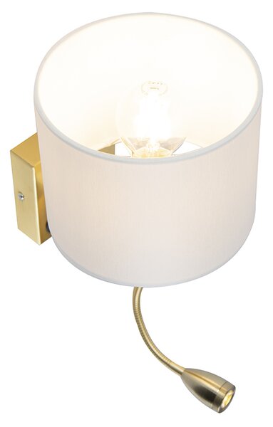 Zlatá nástenná lampa USB s bielym tienidlom - Brescia Combi