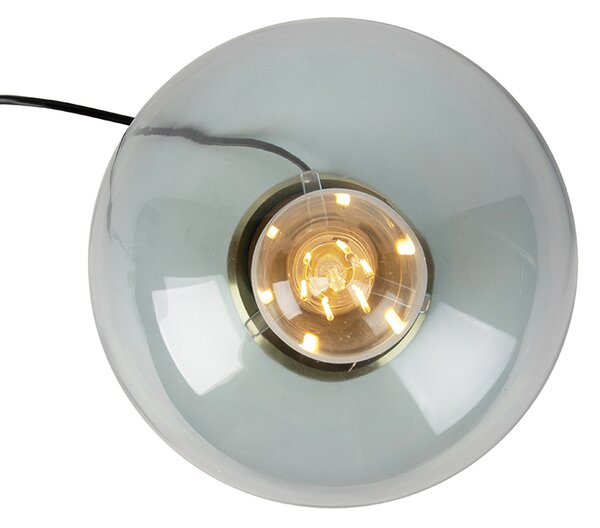 Art Deco stolná lampa mosadz s modrým sklom - Pallon