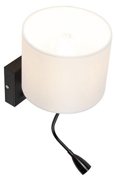 Moderná nástenná lampa čierna s bielym tienidlom - Brescia