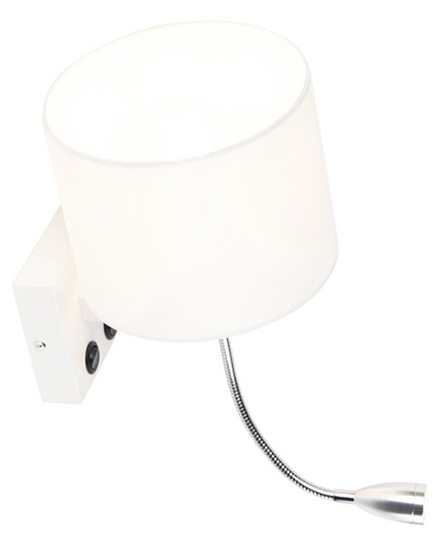Moderná nástenná lampa biela s bielym tienidlom - Brescia