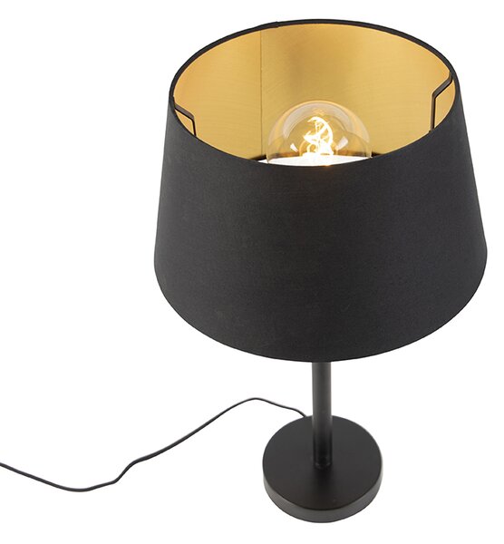 Klasická stolná lampa čierna s čiernym tienidlom 32 cm - Simplo