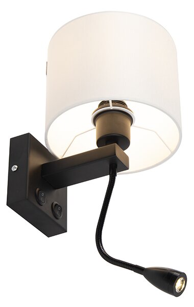 Moderná nástenná lampa čierna s bielym tienidlom - Brescia