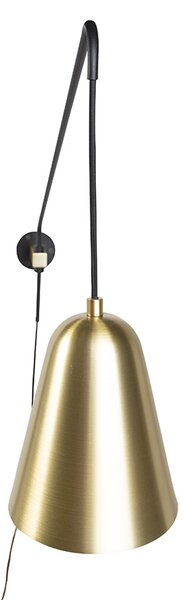 Retro nástenná lampa zlatá/mosadzná s tienidlom - Demi