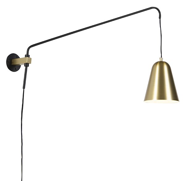 Retro nástenná lampa zlatá/mosadzná s tienidlom - Demi
