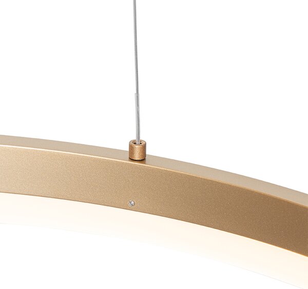 Dizajnové závesné svietidlo zlaté 60 cm vrátane LED 3-stupňové stmievateľné - Anello