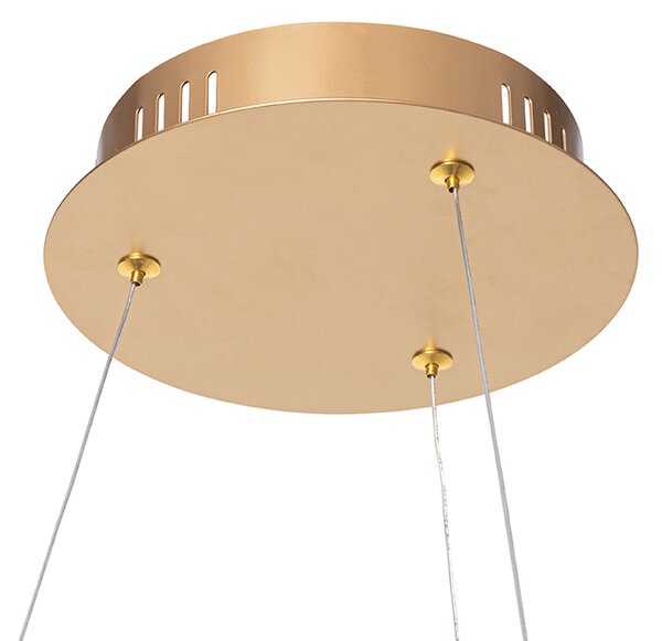 Dizajnové závesné svietidlo zlaté 60 cm vrátane LED 3-stupňové stmievateľné - Anello