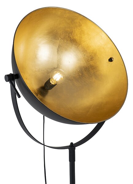 Priemyselná stojaca lampa čierna 50 cm so zlatým nastaviteľným - Magnax