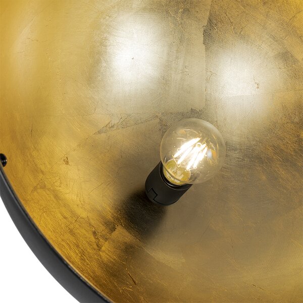 Priemyselná stojaca lampa čierna 50 cm so zlatým nastaviteľným - Magnax