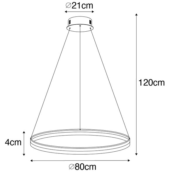 Dizajnové závesné svietidlo zlaté 80 cm vrátane LED 3-stupňový stmievač - Anello
