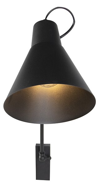 Dizajnová nástenná lampa čierna nastaviteľná - Luna