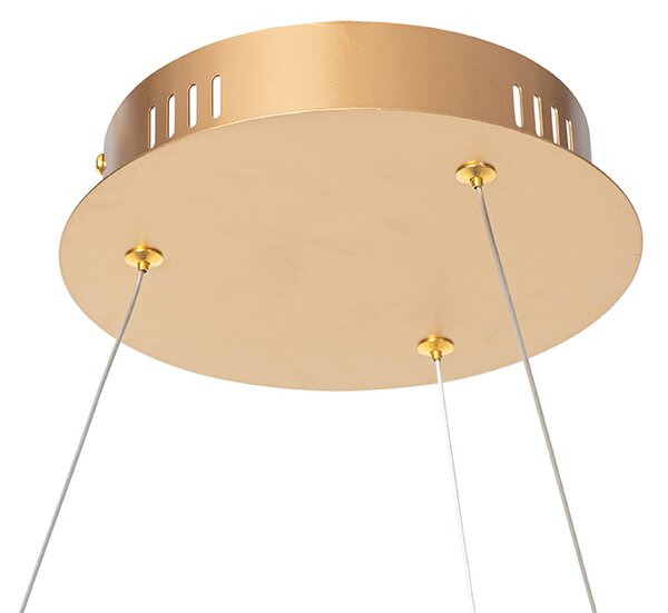 Dizajnové závesné svietidlo zlaté 80 cm vrátane LED 3-stupňový stmievač - Anello