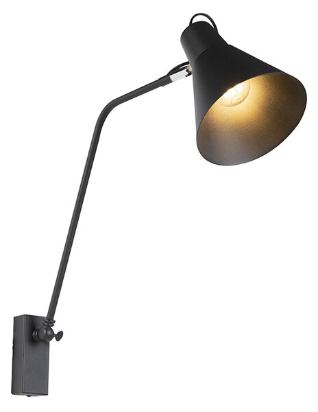Dizajnová nástenná lampa čierna nastaviteľná - Luna