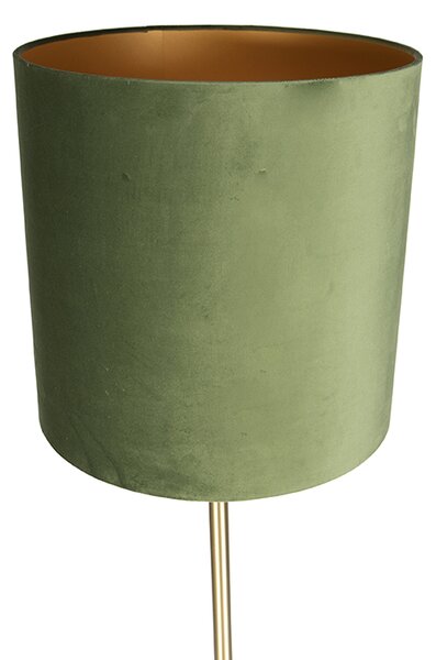 Botanická stojaca lampa mosadz s zeleným tienidlom 40 cm - Simplo