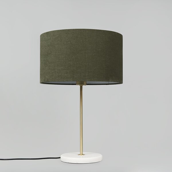 Stolná lampa mosadz s zeleným tienidlom 35 cm - Kaso