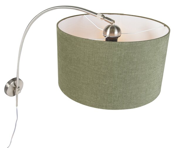 Nástenná oblúková lampa oceľová s tienidlom zelená 35/35/20 nastaviteľná