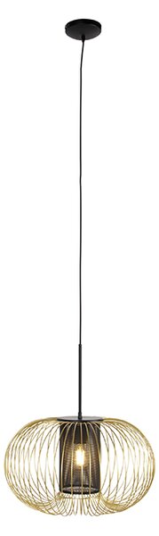 Dizajnové závesné svietidlo zlaté s čiernou 50 cm - Marnie