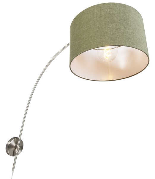 Nástenná oblúková lampa oceľová s tienidlom zelená 35/35/20 nastaviteľná
