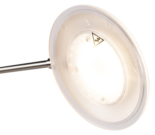 Stojaca lampa z ocele s ramenom na čítanie vrátane LED a USB portu - Sevilla