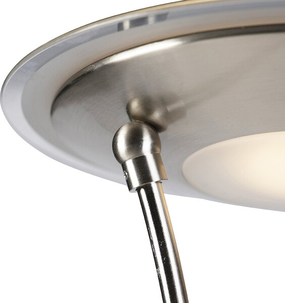 Stojaca lampa z ocele s ramenom na čítanie vrátane LED a USB portu - Sevilla