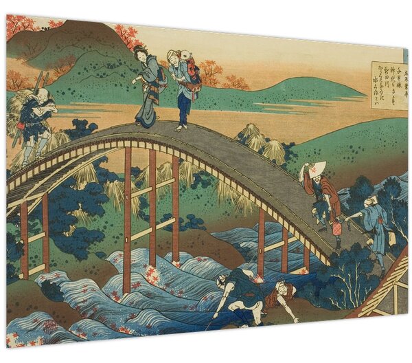 Obraz - Katsushika Hokusai, Ariwara no Narihirafrom the series One Hundred, Poems Explained by the Nurse (Hyakunin isshu uba ga etoki), reprodukcia (90x60 cm)