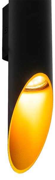 Moderná nástenná lampa čierna so zlatým vnútrom 5,6 cm - Organo