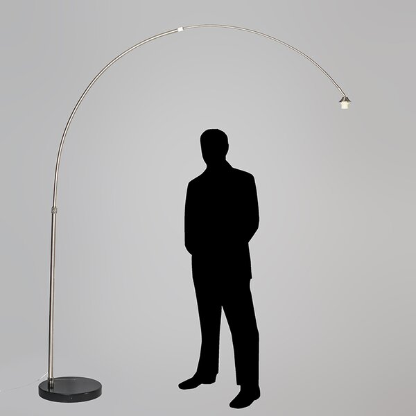 Moderná oblúková lampa oceľ s mramorovým podstavcom - XXL