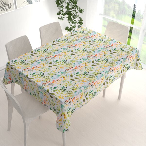 Biante Dekoračný obdĺžnikový obrus PML-066 Zelené popínavé lístky na bielom 50x100 cm