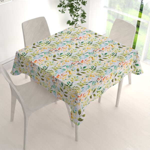 Biante Dekoračný štvorcový obrus PML-066 Zelené popínavé lístky na bielom 40x40 cm