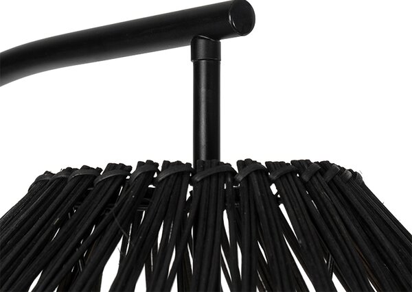 Rustikálna stojaca lampa čierna s ratanom - Sam
