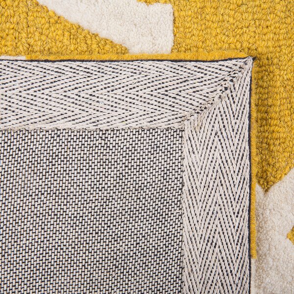 Koberec žltý vlna 80 x 150 cm marocký vzor štvorlístka ručne všívaný orientálny moderný štýl obývačka spálňa