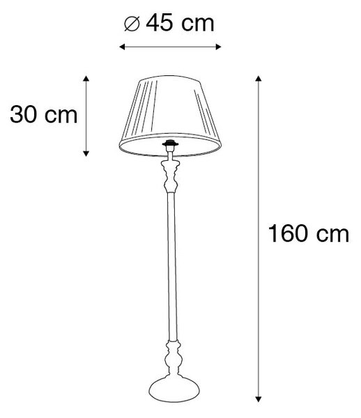 Rustikálna stojaca lampa sivá s bielym skladaným tienidlom - Classico