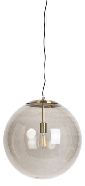 Moderné závesné svietidlo mosadz s dymovým sklom 50 cm - Ball