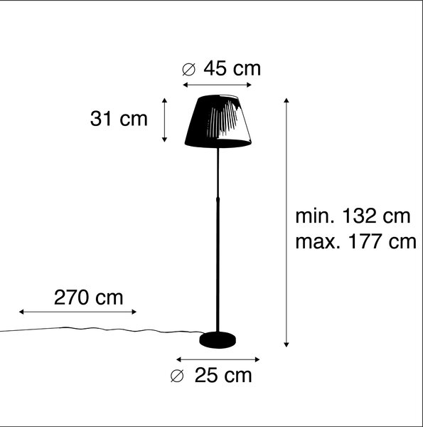 Stojaca lampa čierna so skladaným tienidlom krémová 45 cm nastaviteľná - Parte