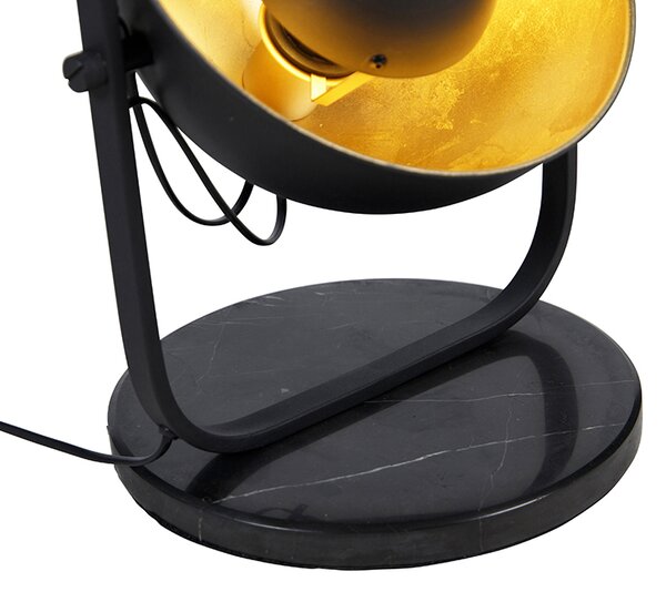 Priemyselná stojaca lampa čierna so zlatom 3-svetlo - Magnax